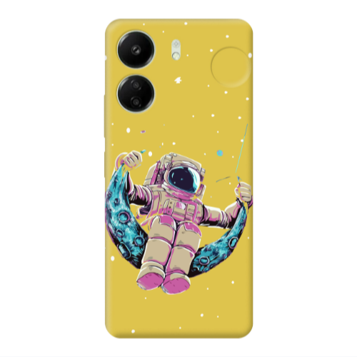 Xiaomi Redmi 13C Astronaut swinging on the moon Yellow Colored Silicone TPU Θήκη