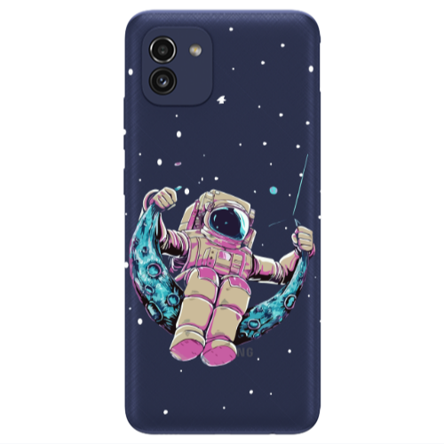 Samsung A03 Astronaut swinging on the moon Transparent Silicone TPU Θήκη