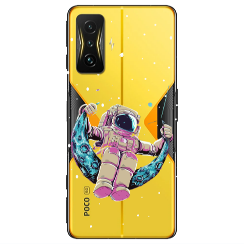 Xiaomi Poco F4 Gt Astronaut swinging on the moon Transparent Silicone TPU Θήκη