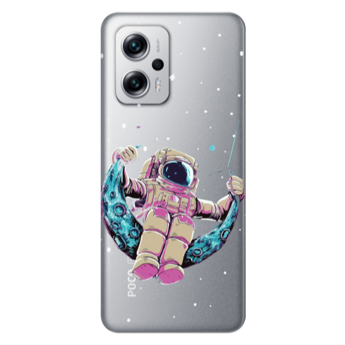 Xiaomi Poco X4 GT Astronaut swinging on the moon Transparent Silicone TPU Θήκη