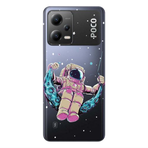 Xiaomi Poco X5 Astronaut swinging on the moon Transparent Silicone TPU Θήκη