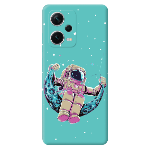Xiaomi Poco X5 Astronaut swinging on the moon Turquoise Colored Silicone TPU Θήκη