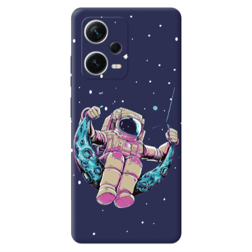 Xiaomi Poco X5 Astronaut swinging on the moon Dark blue Colored Silicone TPU Θήκη