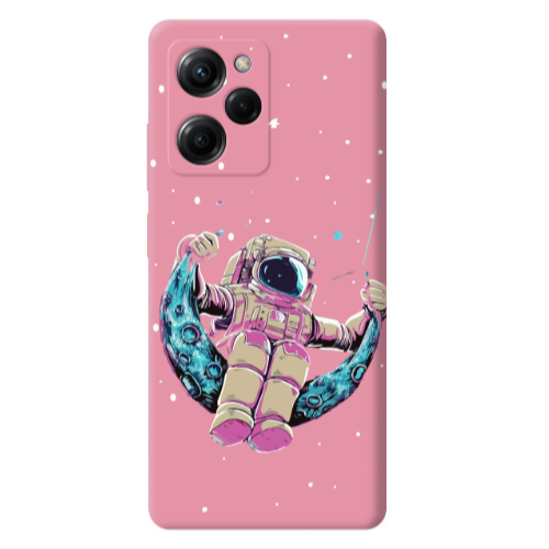 Xiaomi Poco X5 Pro Astronaut swinging on the moon Pink Colored Silicone TPU Θήκη
