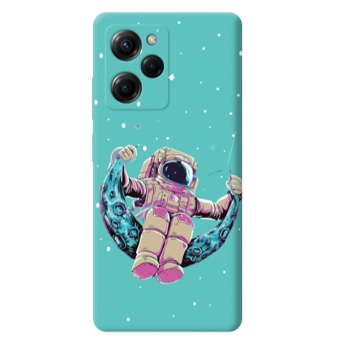 Xiaomi Poco X5 Pro Astronaut swinging on the moon Turquoise Colored Silicone TPU Θήκη