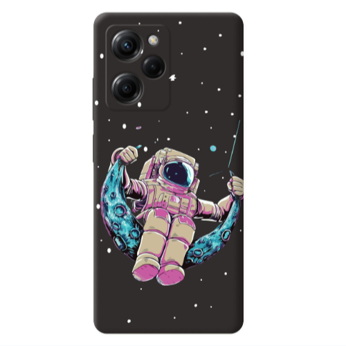 Xiaomi Poco X5 Pro Astronaut swinging on the moon Black Colored Silicone TPU Θήκη