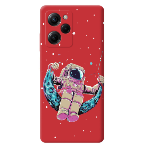 Xiaomi Poco X5 Pro Astronaut swinging on the moon Red Colored Silicone TPU Θήκη