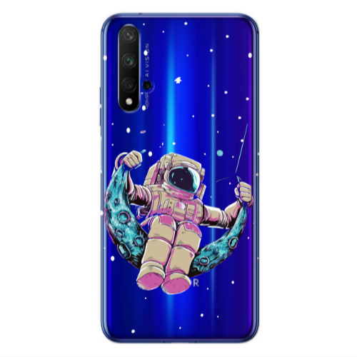 Huawei Nova 5 T Astronaut swinging on the moon Transparent Silicone TPU Θήκη