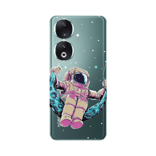 Honor 90 5G Astronaut swinging on the moon Transparent Silicone TPU Θήκη