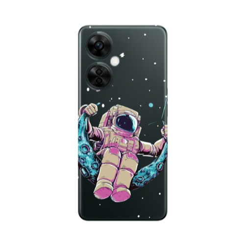 Oneplus Nord CE 3 Lite 5G Astronaut swinging on the moon Transparent Silicone TPU Θήκη