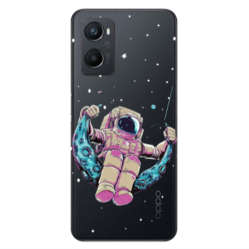 Oppo A 96 Astronaut swinging on the moon Transparent Silicone TPU Θήκη