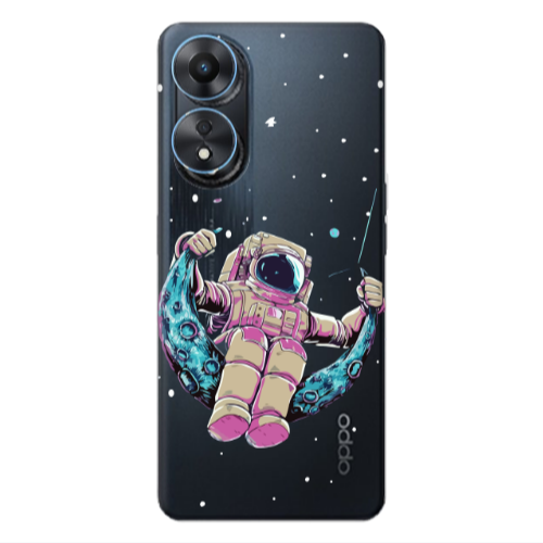 Oppo A 98 Astronaut swinging on the moon Transparent Silicone TPU Θήκη