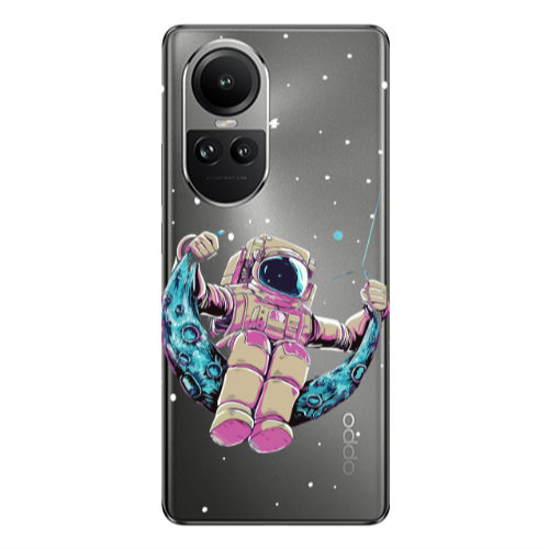 Oppo Reno10 5G Astronaut swinging on the moon Transparent Silicone TPU Θήκη