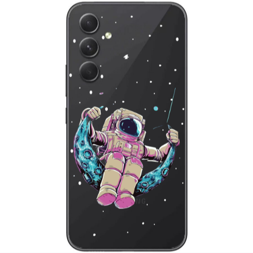 Samsung  Galaxy A05s Astronaut swinging on the moon Transparent Silicone TPU Θήκη