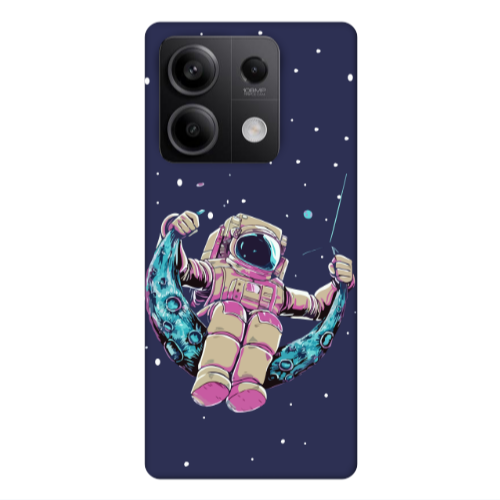 Xiaomi Redmi Note 13 5G Astronaut swinging on the moon Dark blue Colored Silicone TPU Θήκη
