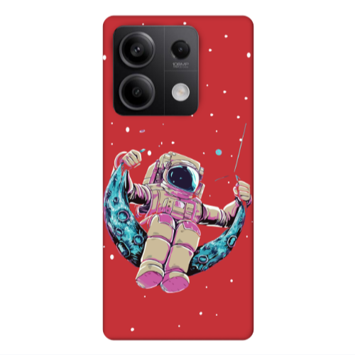 Xiaomi Redmi Note 13 5G Astronaut swinging on the moon Red Colored Silicone TPU Θήκη