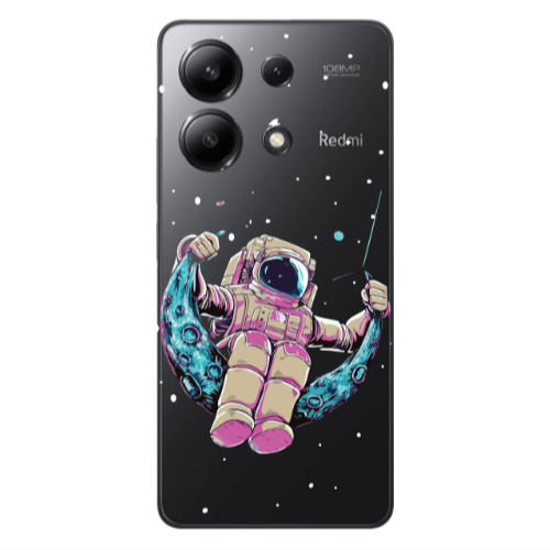 Xiaomi Redmi Note 13 4G Astronaut swinging on the moon Transparent Silicone TPU Θήκη