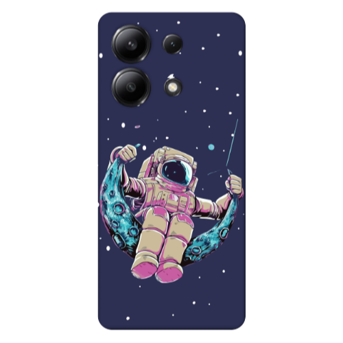 Xiaomi Redmi Note 13 4G Astronaut swinging on the moon Dark blue Colored Silicone TPU Θήκη