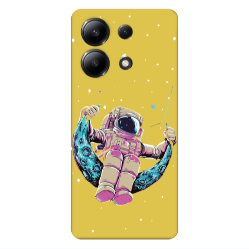 Xiaomi Redmi Note 13 4G Astronaut swinging on the moon Yellow Colored Silicone TPU Θήκη
