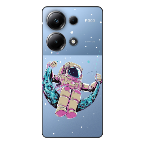 Xiaomi Poco M6 Pro 4G Astronaut swinging on the moon Transparent Silicone TPU Θήκη
