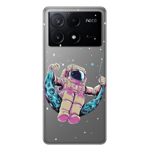 Xiaomi Poco X6Pro 5G Astronaut swinging on the moon Transparent Silicone TPU Θήκη