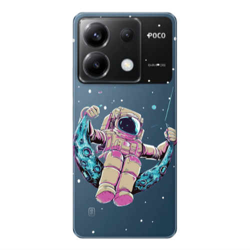 Xiaomi Poco X6 5G Astronaut swinging on the moon Transparent Silicone TPU Θήκη