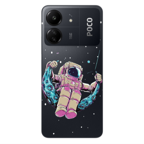 Xiaomi Poco C65 Astronaut swinging on the moon Transparent Silicone TPU Θήκη