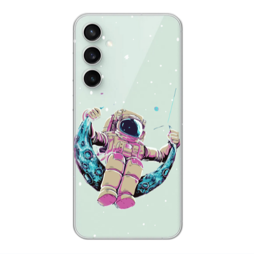 Samsung S24 Plus Astronaut swinging on the moon Transparent Silicone TPU Θήκη