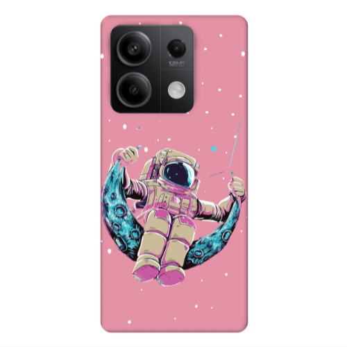 Xiaomi Redmi Note 13Pro 5G Astronaut swinging on the moon Pink Colored Silicone TPU Θήκη