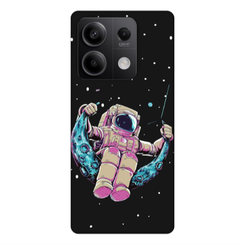 Xiaomi Redmi Note 13Pro 5G Astronaut swinging on the moon Black Colored Silicone TPU Θήκη