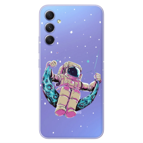 Samsung A25 Astronaut swinging on the moon Transparent Silicone TPU Θήκη