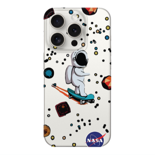 Apple Iphone 16 Pro Astronaut with skateboard Transparent Silicone TPU Θήκη