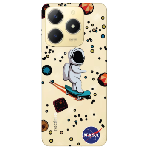 Realme C61 Astronaut with skateboard Transparent Silicone TPU Θήκη