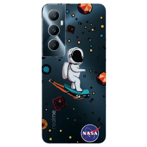 Realme C65 Astronaut with skateboard Transparent Silicone TPU Θήκη