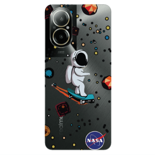 Realme C67 Astronaut with skateboard Transparent Silicone TPU Θήκη