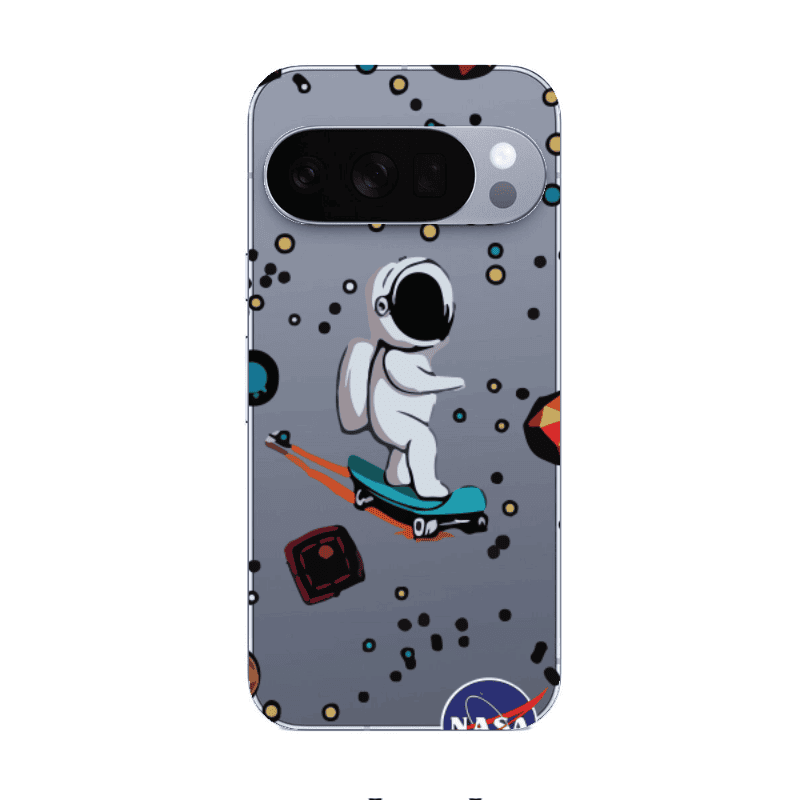 Google Pixel 10 Pro Astronaut with skateboard Transparent Silicone TPU Θήκη