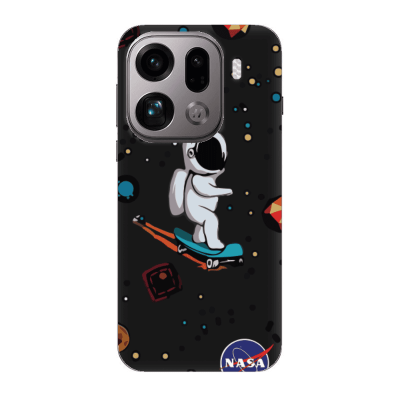 Oppo Find X9 Pro Astronaut with skateboard Black Colored Silicone TPU Θήκη