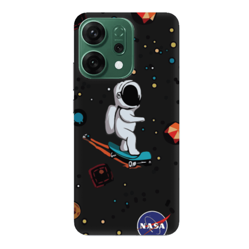 Oppo RENO 14 Astronaut with skateboard Black Colored Silicone TPU Θήκη