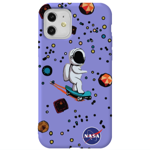 Apple iPhone 11  Astronaut with skateboard Purple Colored Silicone TPU Θήκη