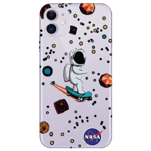 Apple iPhone 11  Astronaut with skateboard Transparent Silicone TPU Θήκη