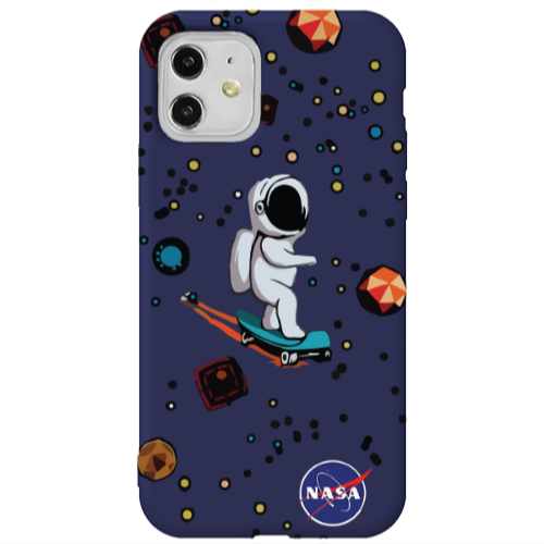 Apple iPhone 11  Astronaut with skateboard Dark blue Colored Silicone TPU Θήκη