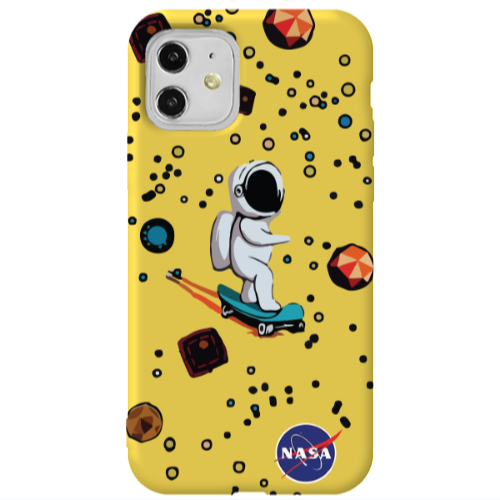 Apple iPhone 11  Astronaut with skateboard Yellow Colored Silicone TPU Θήκη