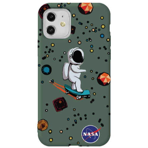 Apple iPhone 11  Astronaut with skateboard Dark Green Colored Silicone TPU Θήκη