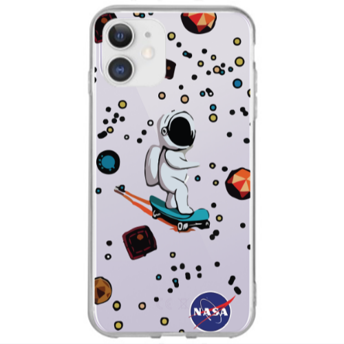 Apple iPhone 12 Astronaut with skateboard Transparent Silicone TPU Θήκη