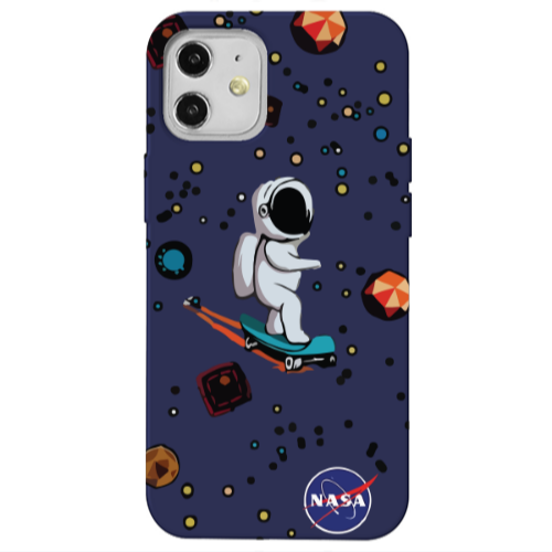 Apple iPhone 12 Astronaut with skateboard Dark blue Colored Silicone TPU Θήκη