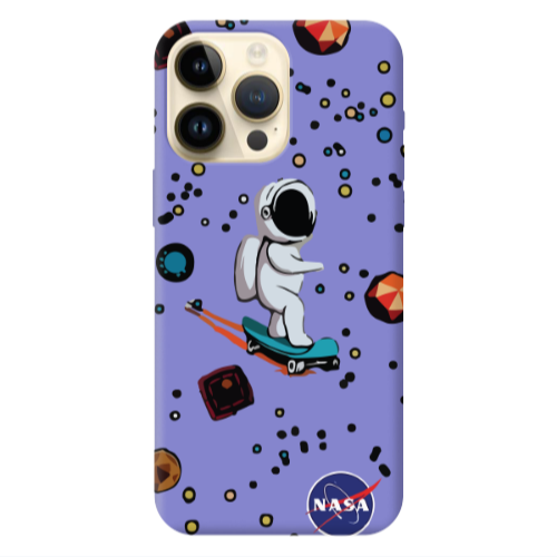 Apple iPhone 13 Pro Max Astronaut with skateboard Purple Colored Silicone TPU Θήκη