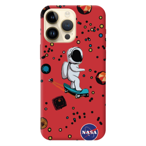Apple iPhone 13 Pro Max Astronaut with skateboard Red Colored Silicone TPU Θήκη