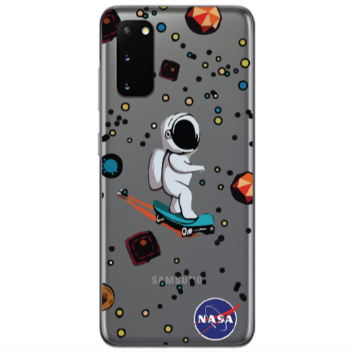 Samsung S20 Astronaut with skateboard Transparent Silicone TPU Θήκη