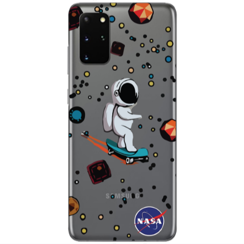 Samsung S20 Plus Astronaut with skateboard Transparent Silicone TPU Θήκη