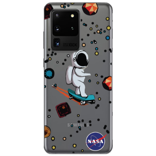 Samsung S20 Ultra Astronaut with skateboard Transparent Silicone TPU Θήκη